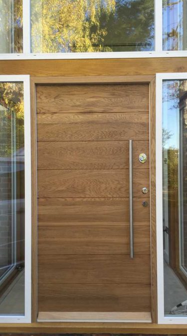 Modern Big Doors Wood Veneer with Glazed Windows