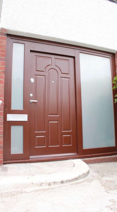 Red Security Doors with Glazing