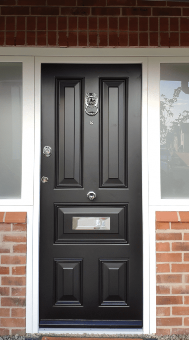 Black Traditional Security Doors with Lion Knocker