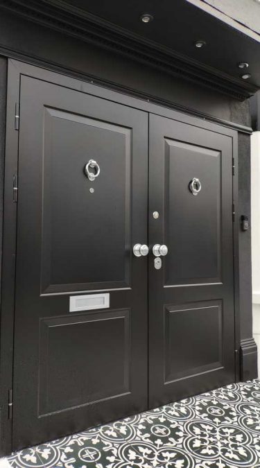 Black Double Security Doors installed in London