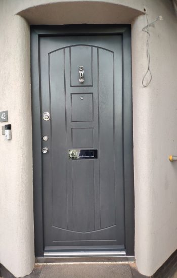 Grey Colour Okoume Finish Security Doors