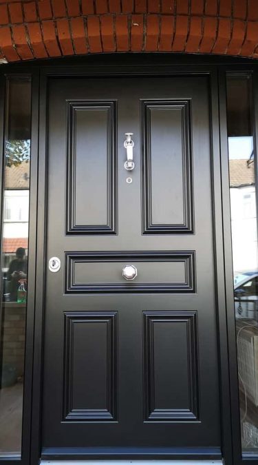 Black Traditional Security Doors 5 Panel Design