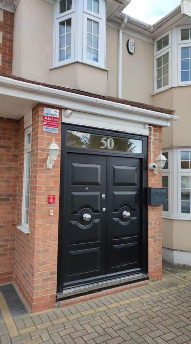 Double Traditional Security Doors with Frosted Door Number