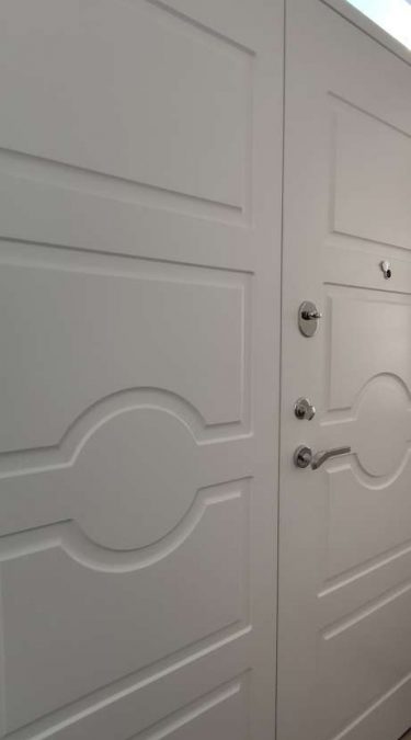 Double Traditional Security Doors with Frosted Number From Inside