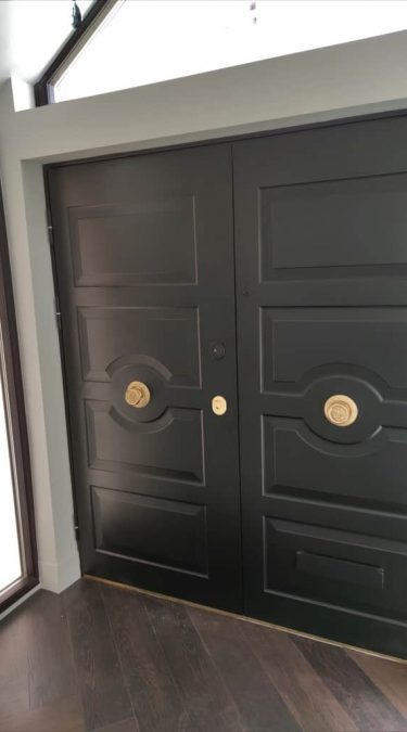 Double Traditional Security Doors with Sandringham Door Furniture