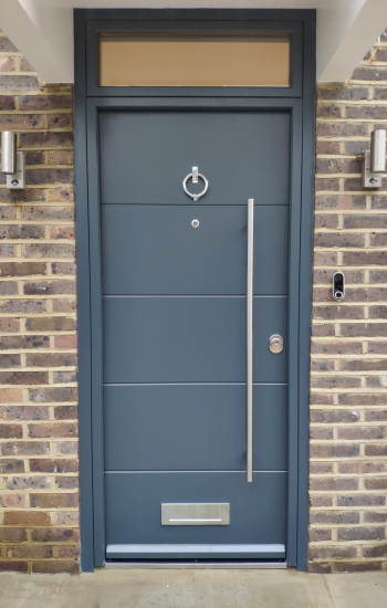 Modern Security Doors with Frosted Top Glazing