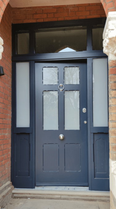 Replicated Traditional Security Doors in Dark Blue
