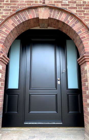 Traditional 2 Panel Design Security Doors with Frosted Glazing