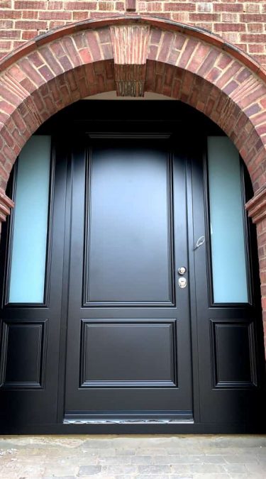 Traditional 2 Panel Design Security Doors with Frosted Glazing