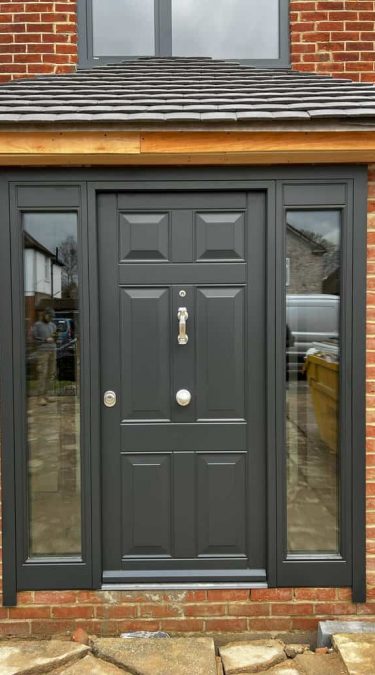 Security Doors In Grey with Sidelights
