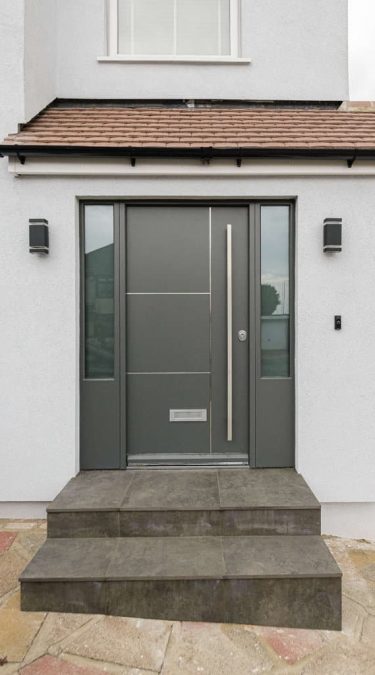 Grey Colour Security Door Modern Design Installed in Dartford